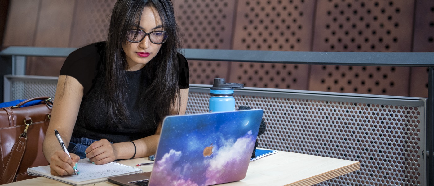 Student using laptop