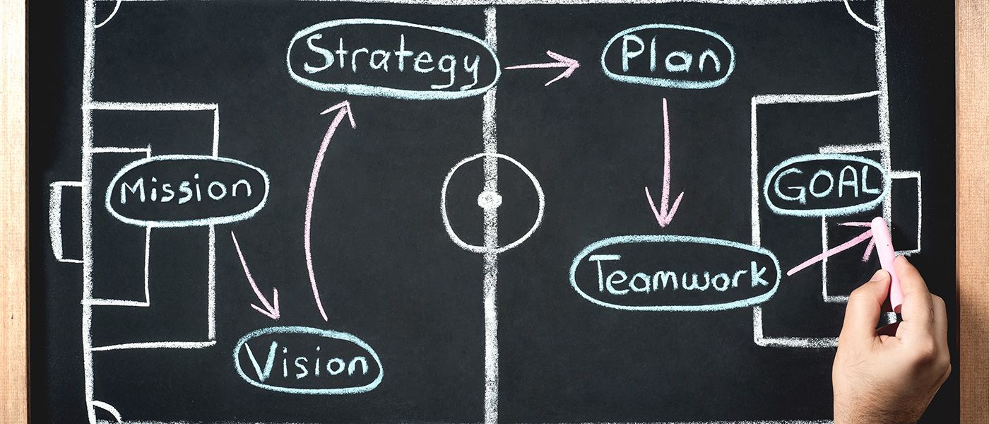 Blackboard - Business Strategy Concept With Soccer Game Tactics