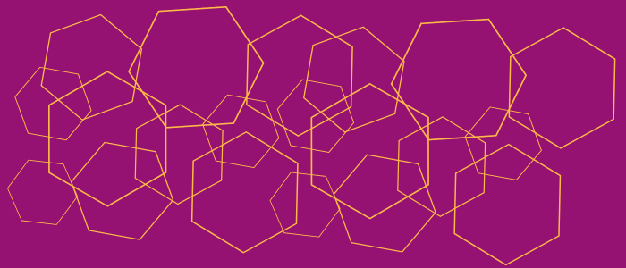 Thistle-coloured background with Pumpkin-coloured hexagons