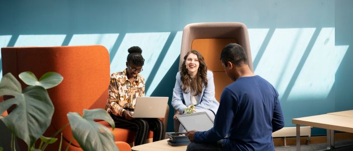 Group of international students studying together in Dumfries Campus