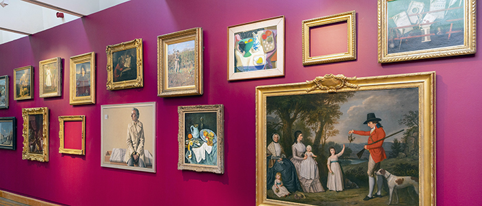 Paintings on the wall in the Hunterian Art Gallery