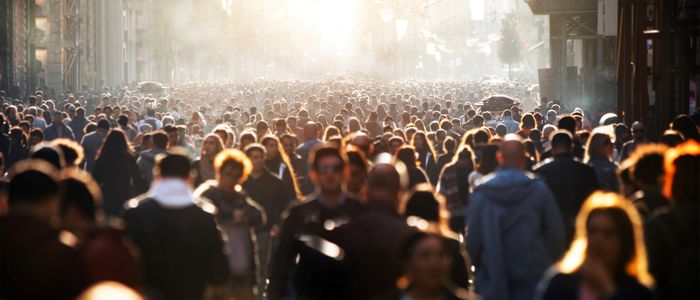 Crowds walking