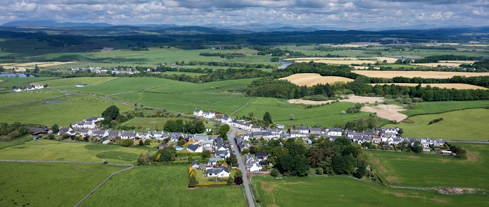 Aerial footage of a rural village