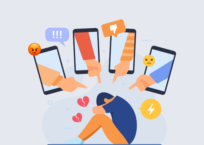 A victim of cyberbullying and online harassment