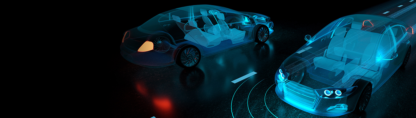 Autopilot driverless vehicle - 3D rendering