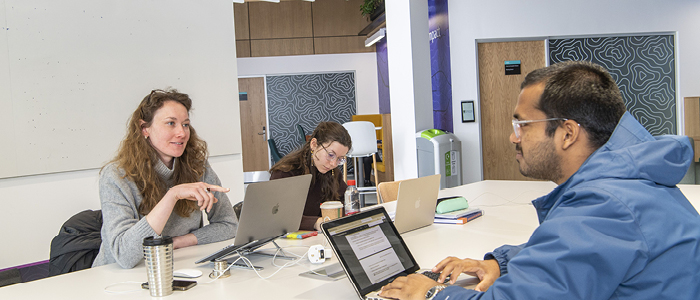 Students in the Clarice Pears Building