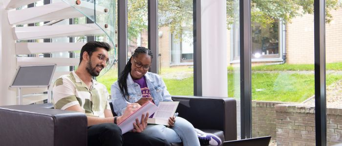Students studying in the library