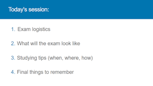 Slide showing the plan for the session