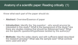 Slide about reading critically