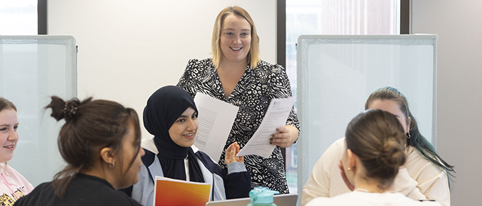 Professor Kathleen Riach teaches a Management class in the Adam Smith Business School & Postgraduate Taught Hub