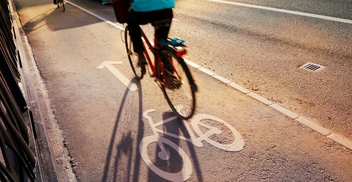 Cyclist on a cycle lane