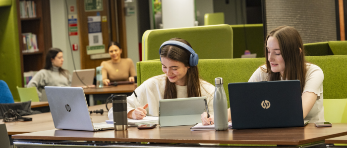 Students studying in the Library