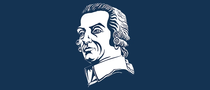 Adam Smith profile artwork in white against a blue background