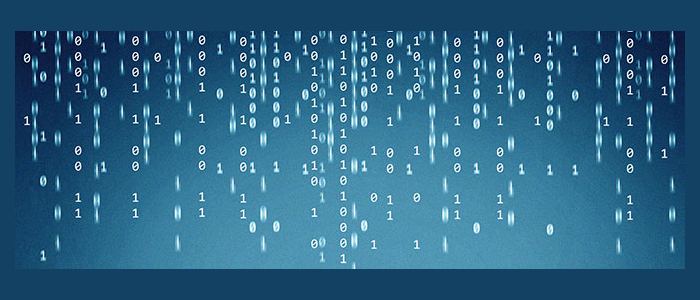 Zeros and ones on a blue background