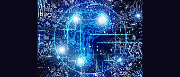 Human head graphic showing brain
