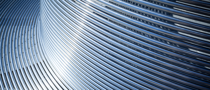 Metal pipes curved and parallel to each other