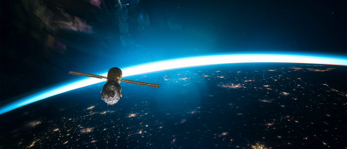 Space station with earth in background