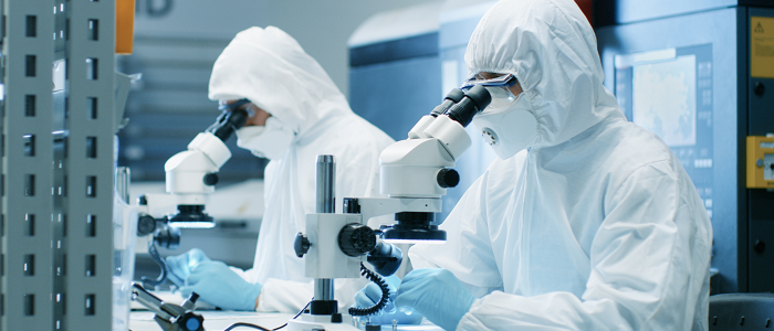Two researchers in a nanotechnology lab