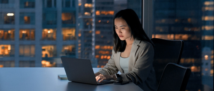 woman working on laptop