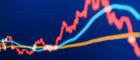 Bright economic graph concept over a blue background