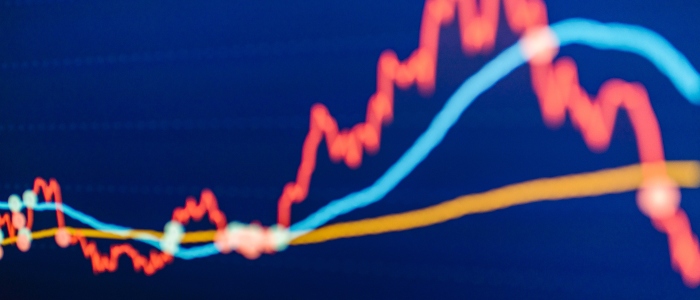 Bright economic graph concept over a blue background