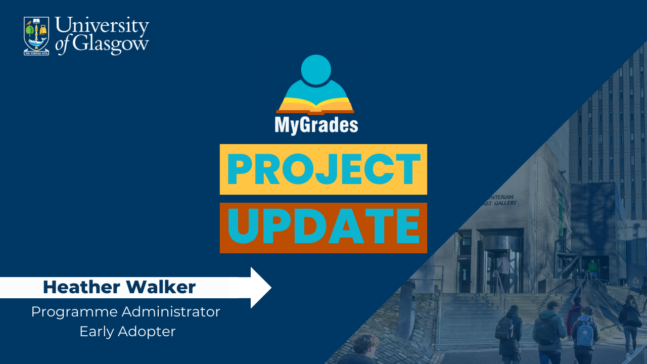 Project icon on a blue background with image of university library
