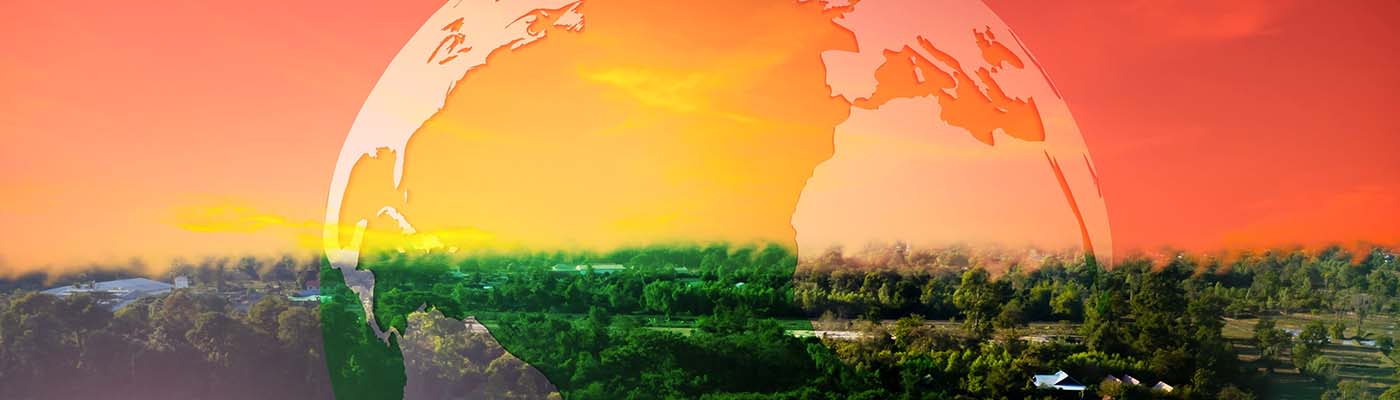 Solar panels on sunset background, alternative energy concept.earth planet. It is a concept that shows energy saving to save the environment in the future.