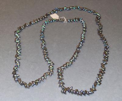 A necklace made of maireener shells