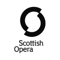 Black  text on a white background saying 'Scottish Opera' with the Scottish Opera logo
