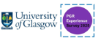 University of Glasgow logo with PGR survey logo on the right of it