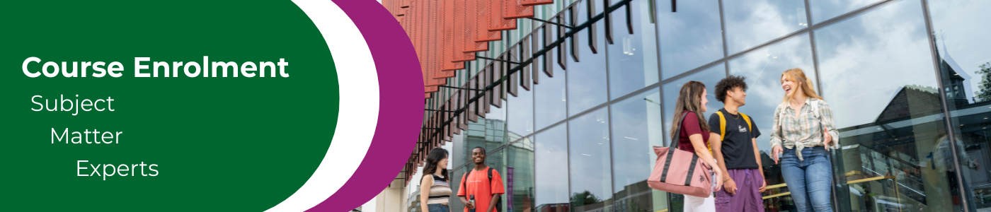 course enrolment subject matter expert banner with image of students