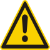 Exclamation mark on a yellow triangle with a black norder