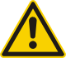 Exclamation mark on a yellow triangle with a black norder