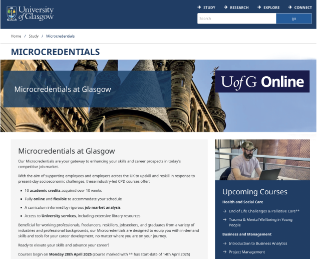 Website version UofG online example 2