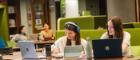 Students studying in library