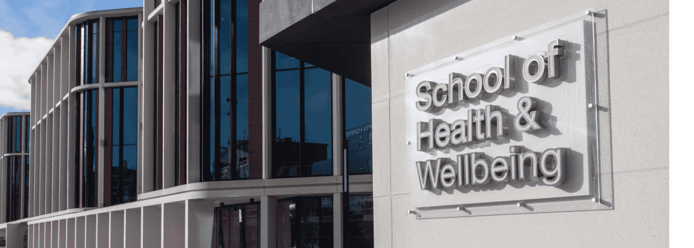 Front of the School of Health and Wellbeing Building