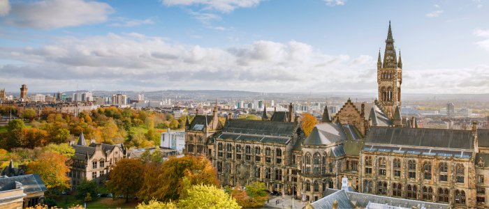 General view of University of Glasgow and Tower