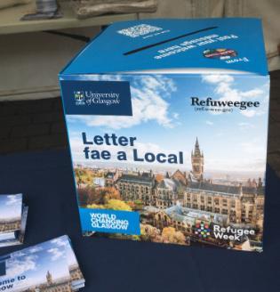 Letterbox for notes to new arrivals in the city of Glasgow.