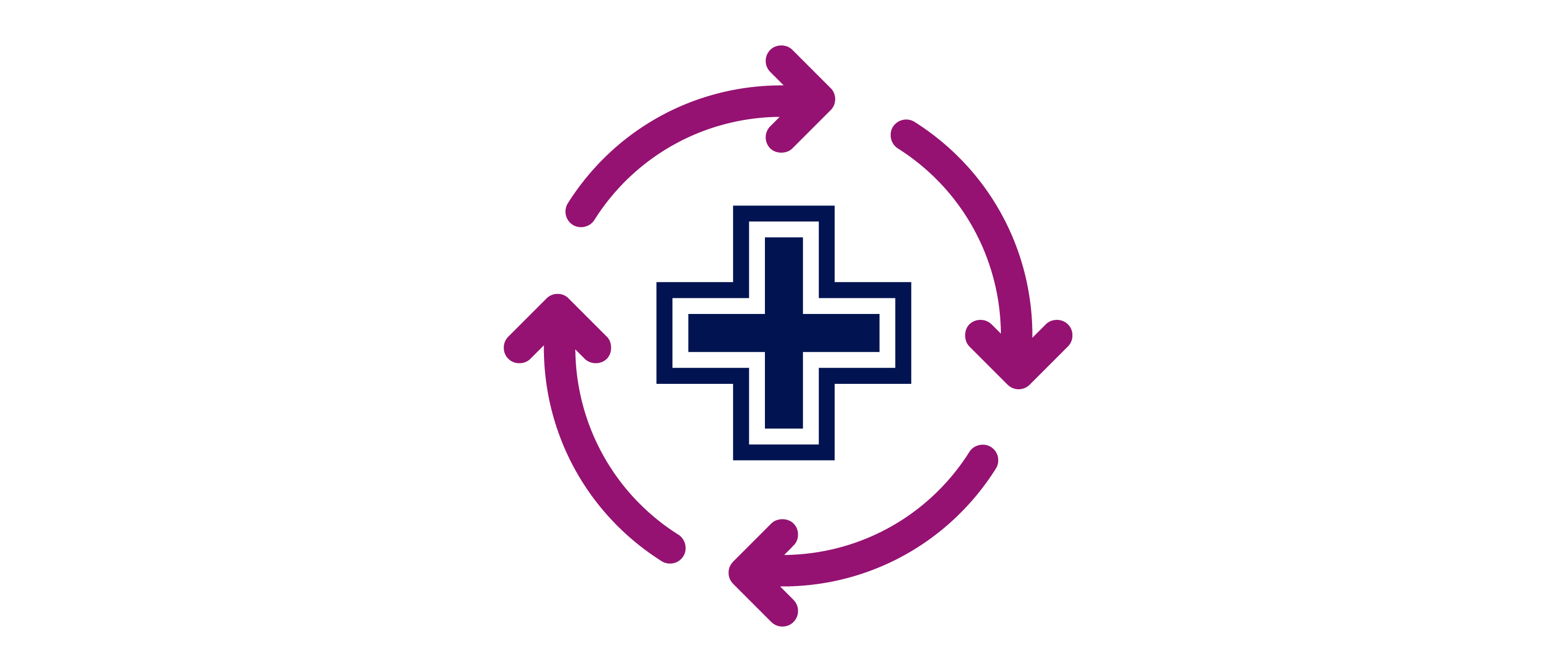 A healthcare cross with arrows surrounding it