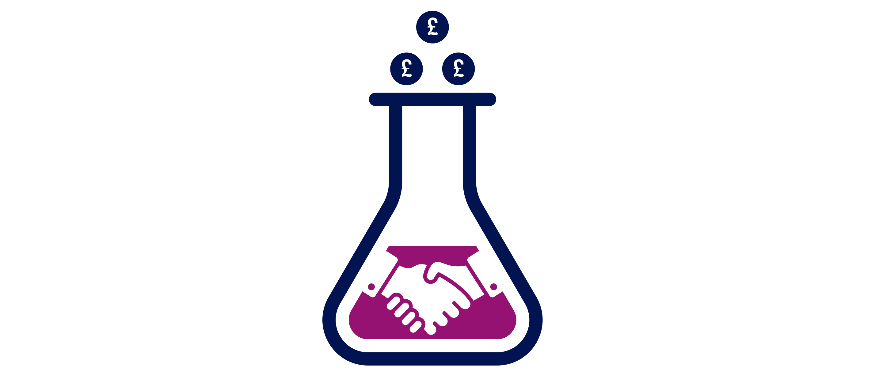 A flash with a handshake and coins in it