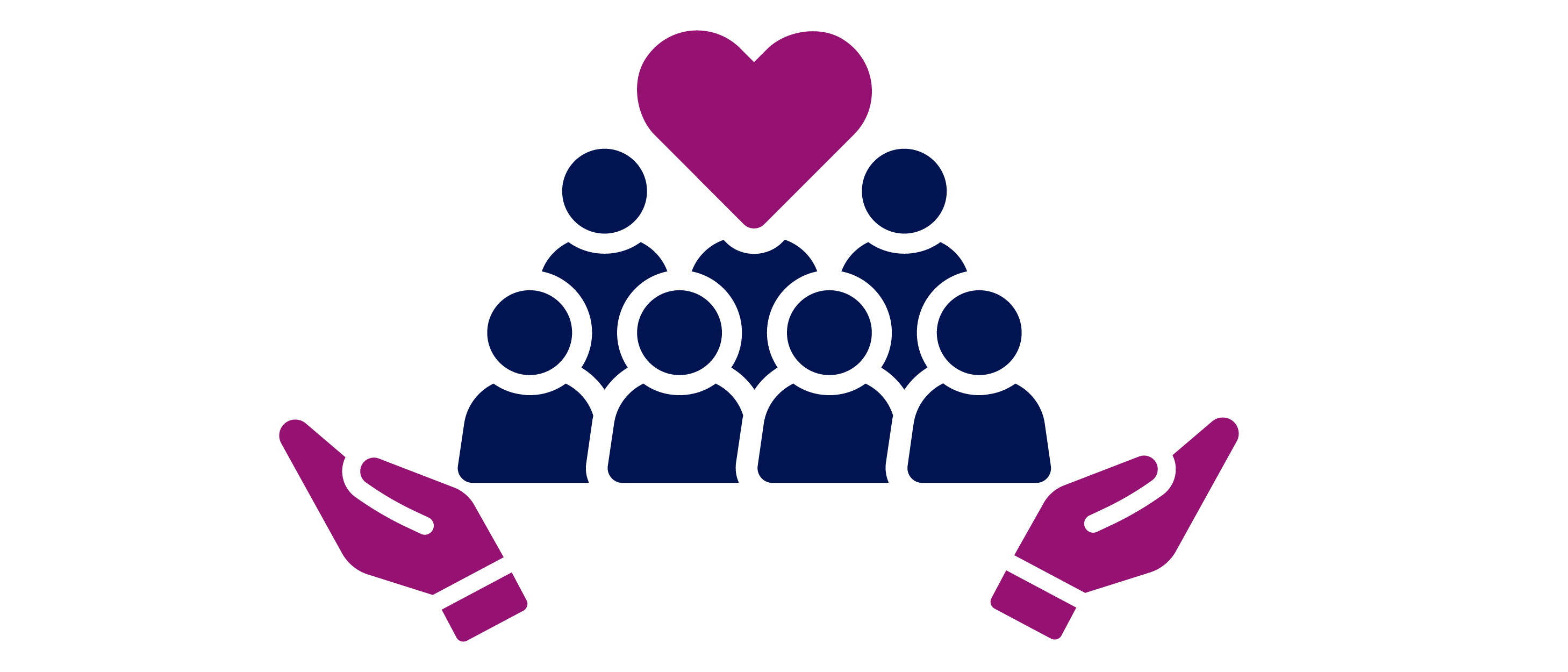 A group of people surrounded by hands and a heart