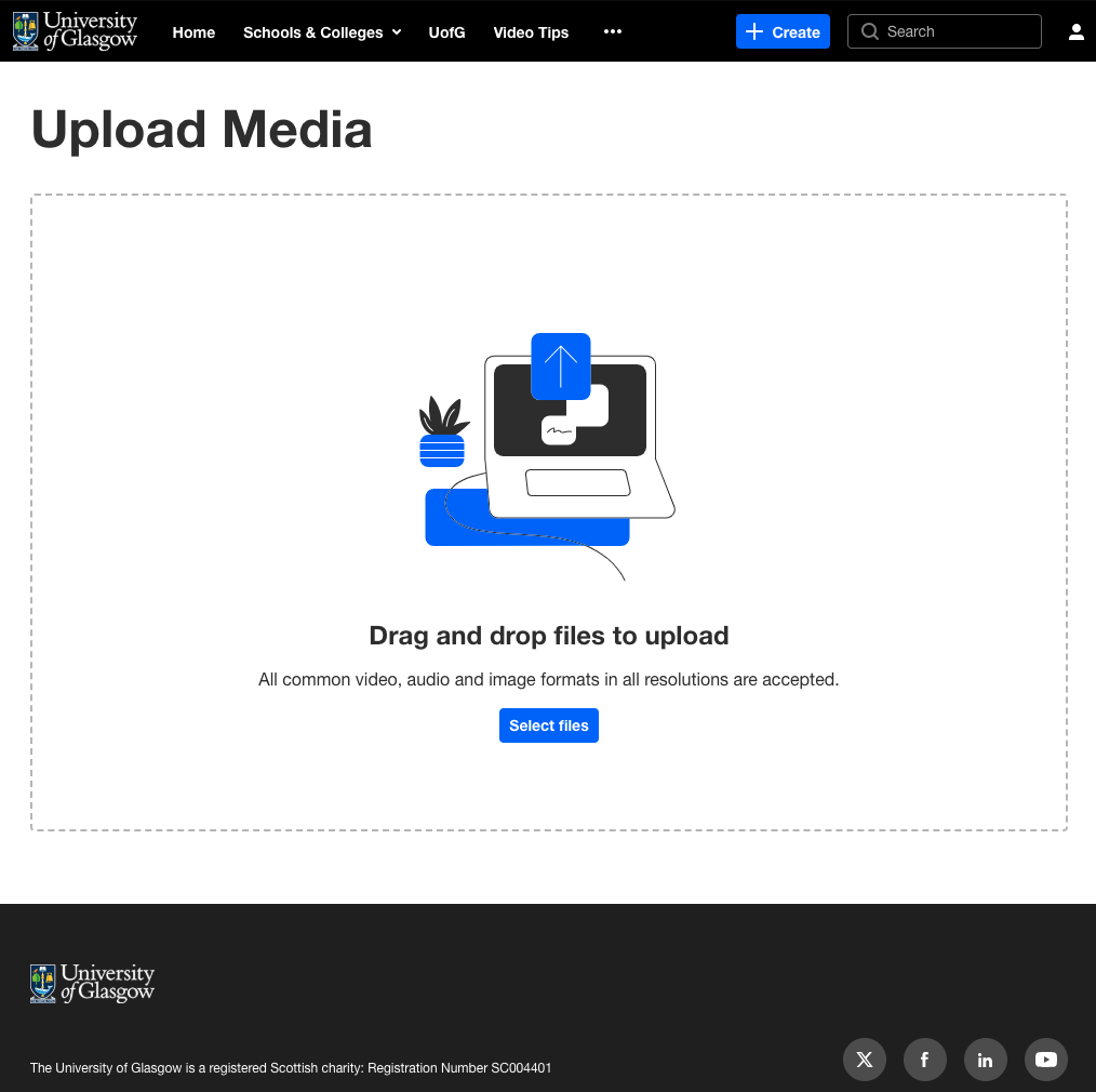 a screenshot of the webpage showing how to upload content