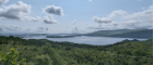 View of Loch Lomond from an elevation on a sunny day with a few clouds