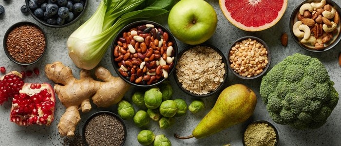 An image of healthy food stuffs on a table