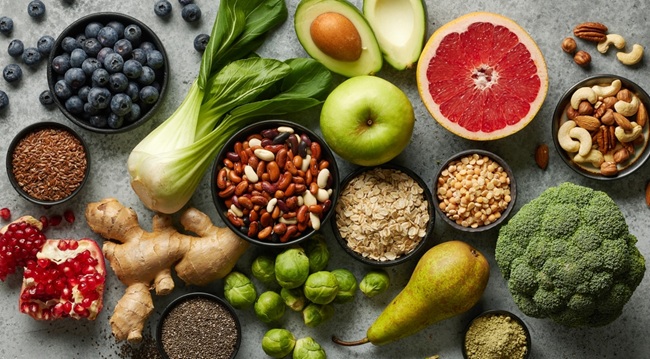 An image of healthy food stuffs on a table