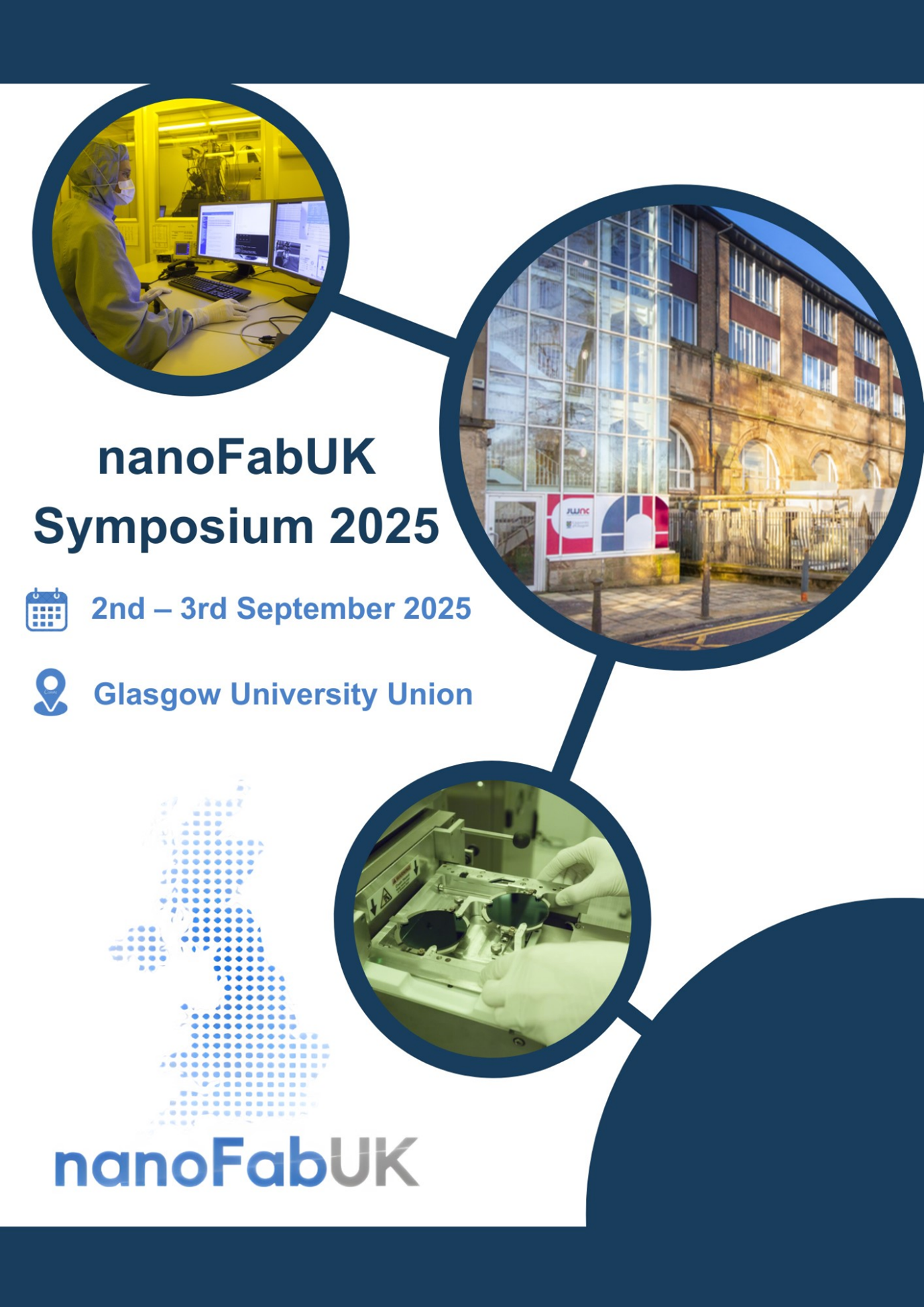 A cover image with graphics outlining the date and location of nanoFabUK 2025