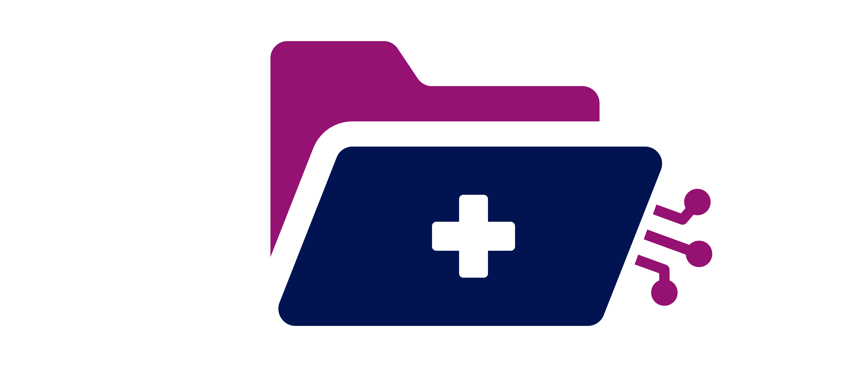 An icon of a medical folder with data nodes