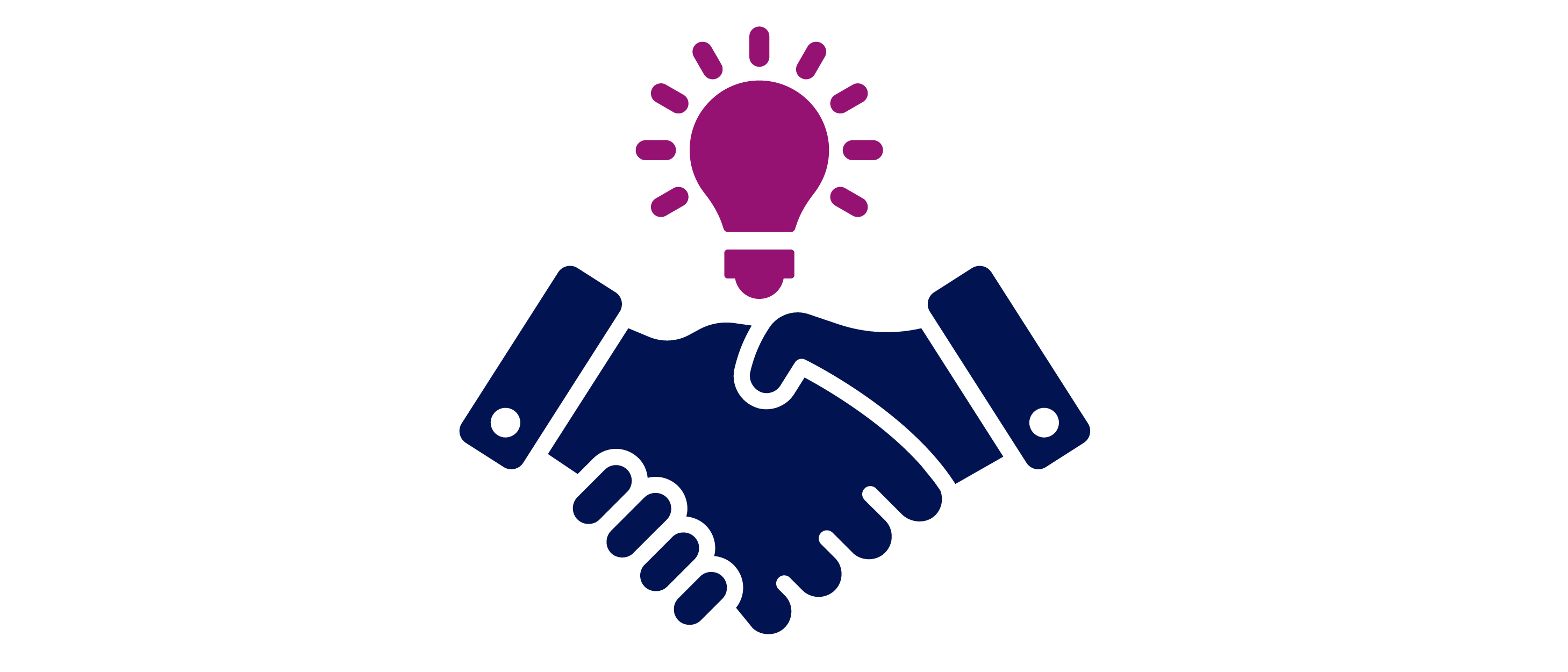 An icon of a handshake with a lightbulb above it