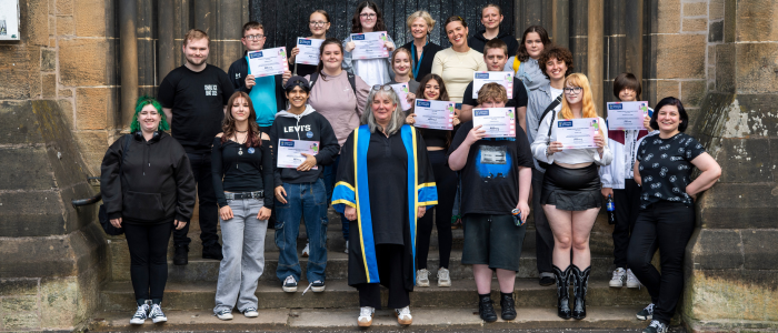 Young people who participated in the Create, Make & Innovate Summer School and staff and facilitators