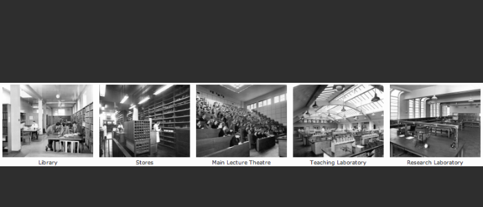 Compilation of photos covering internal features of the chemistry building